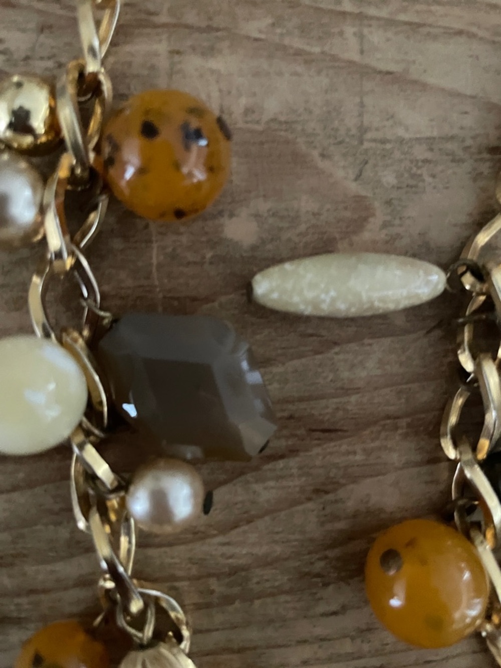 NWOT Gold chain mixed beaded belt amber cream ivory hues elegant cocktail OSFM - Picture 5 of 7